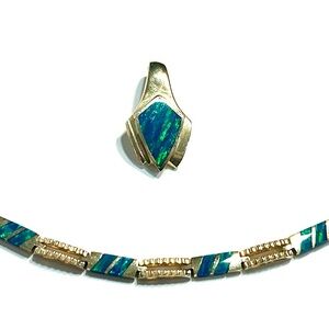 Opal 14K Gold Bracelt 7” and Pendant - Both 19g Vintage Rare